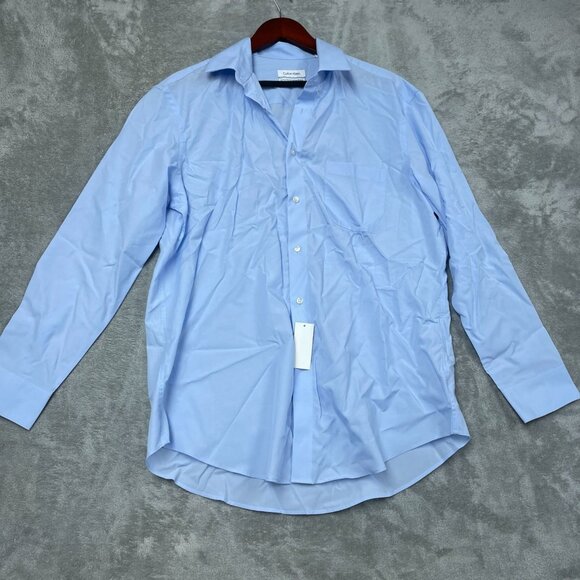 Calvin Klein Mens Light Blue Button-Up Shirt Size Large Regular Fit a1464 - Picture 1 of 6